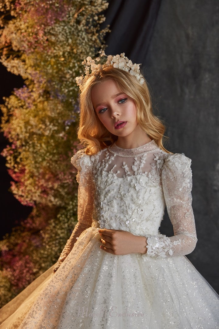 Pentelei 3221 graceful southern belle gown with textured full skirt  | Girls Formal Dress