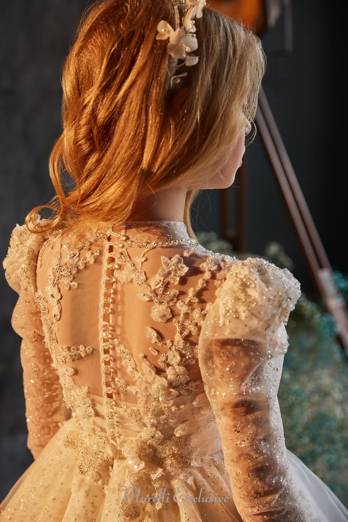 Pentelei 3221 graceful southern belle gown with textured full skirt  | Girls Formal Dress