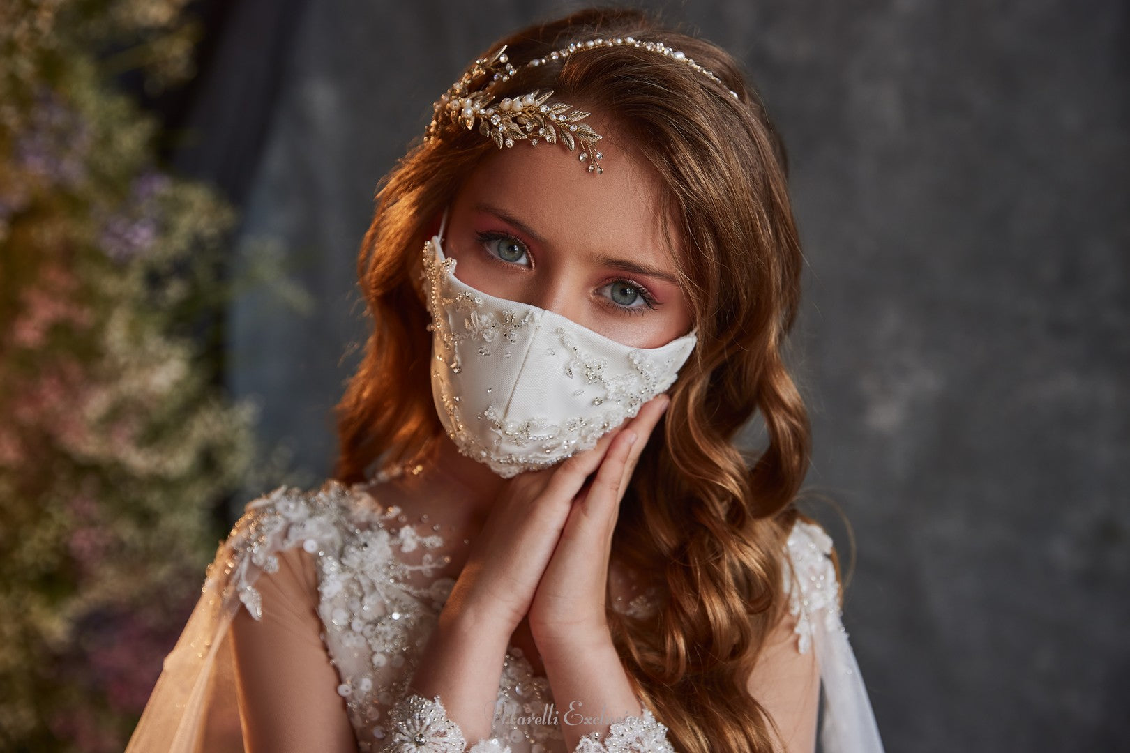 Pentelei 3219 ethereal peach tulle ball gown with intricate details  | Girls Formal Dress