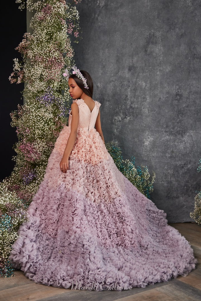 Pentelei 3215 one-of-a-kind special event gown in pink bouquet  | Girls Formal Dress