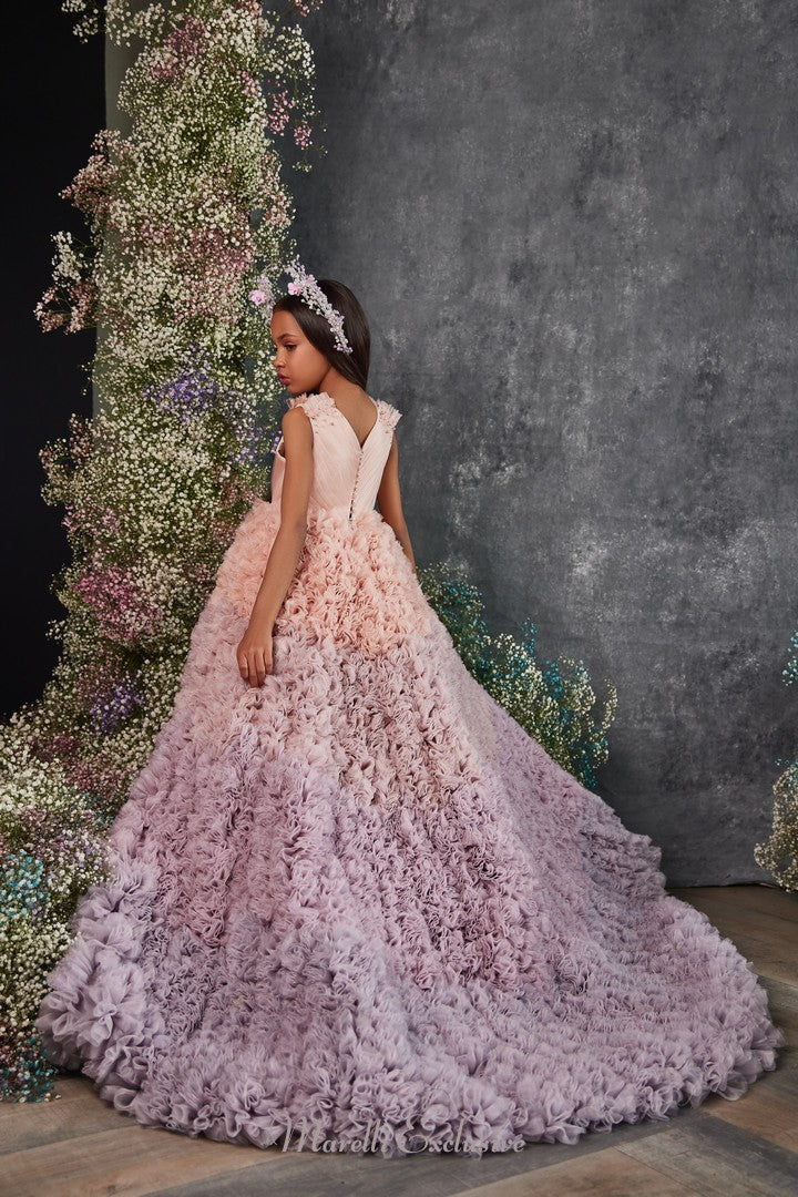 Pentelei 3215 one-of-a-kind special event gown in pink bouquet  | Girls Formal Dress