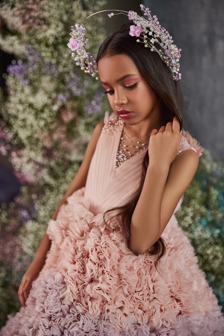 Pentelei 3215 one-of-a-kind special event gown in pink bouquet  | Girls Formal Dress
